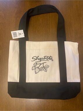 Two-Tone Canvas Mini Tote in Cream and Black viral grocery tote style